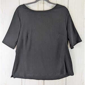 Croft Barrow Size XL Black Textured Elbow Short Sleeve Womens‎ Blouse